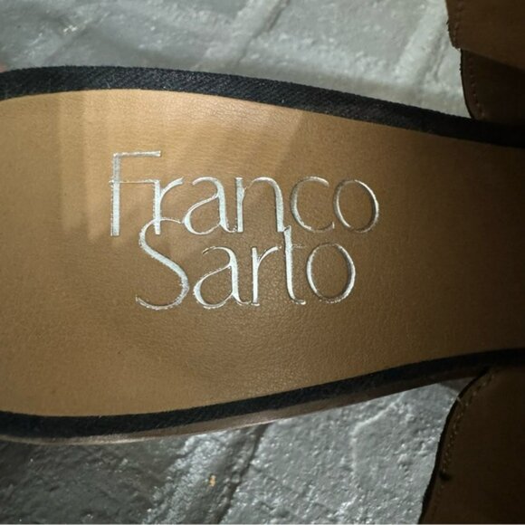 Franco Sarto Helix Women’s 6.5 M Black Block Heel Peep Toe Sandals Leather Suede - Picture 7 of 9